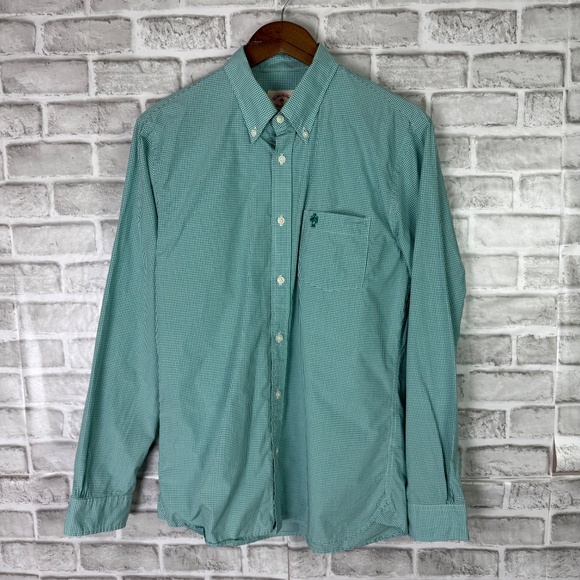 Brooks Brothers Red Fleece Mint Green Micro Gingham Button Down Shirt Men MEDIUM - Picture 2 of 9